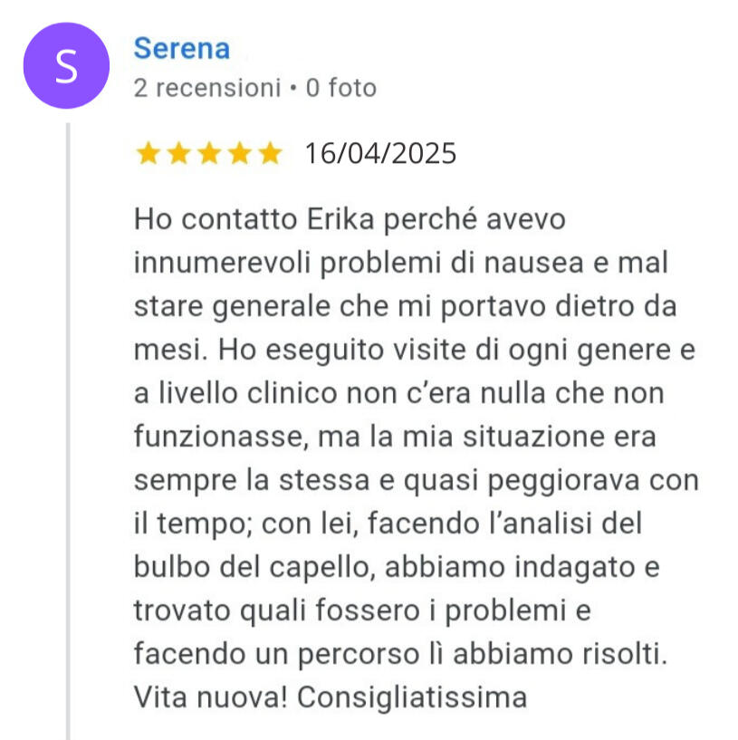 Recensione-sintomi-Naturopata-Codroipo-Udine Testimonianza positiva di benessere con rimedi naturali e percorso personalizzato